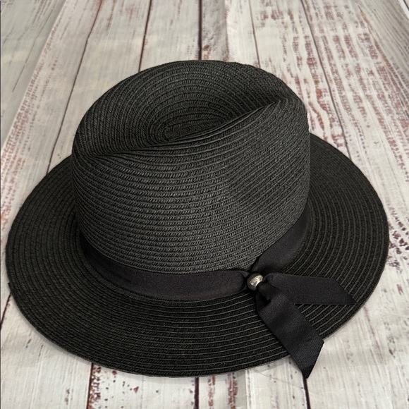 Scala Pronto Black Woven Fedora Hat - Picture 6 of 13